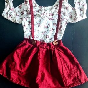 Perfect 2Pc Outfit Baby Girl 24M Floral print Long sleeves Top & Short Skirt